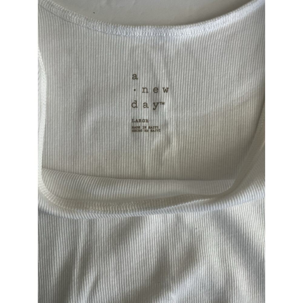 3 Lot Bundle Womens White Ribbed Scoop Neck Tank Cotton Modal New Sz L New Day - Picture 3 of 9